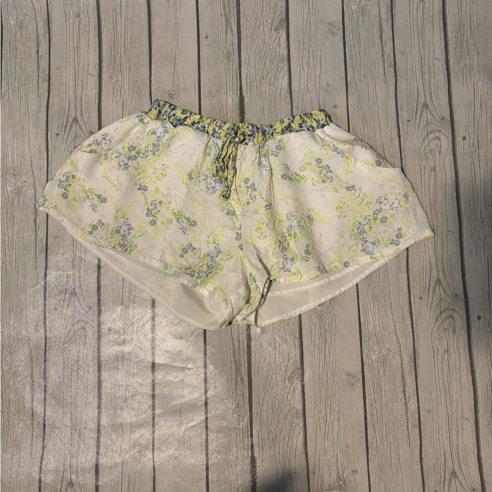 Forever 21 White and Yellow Floral Athletic Shorts